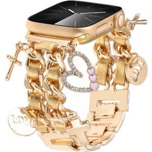 NEW Gold Apple Watch Band with Charms
